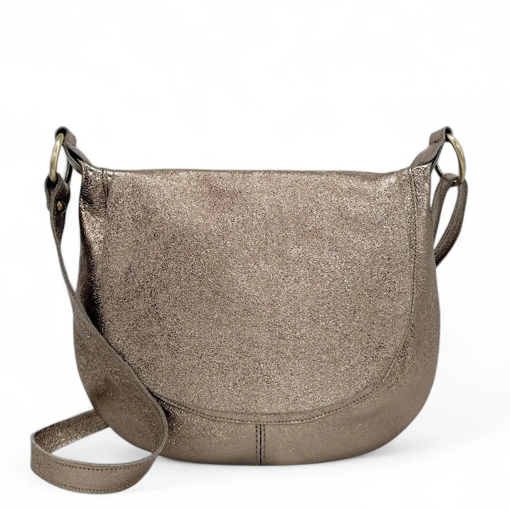 Sac bandoulière en cuir italien LITTLE CITIZEN Champagne irisé