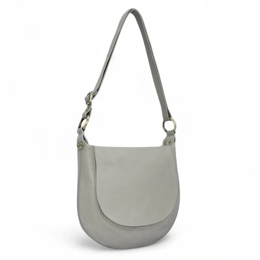 Sac bandoulière en cuir italien LITTLE CITIZEN Gris clair