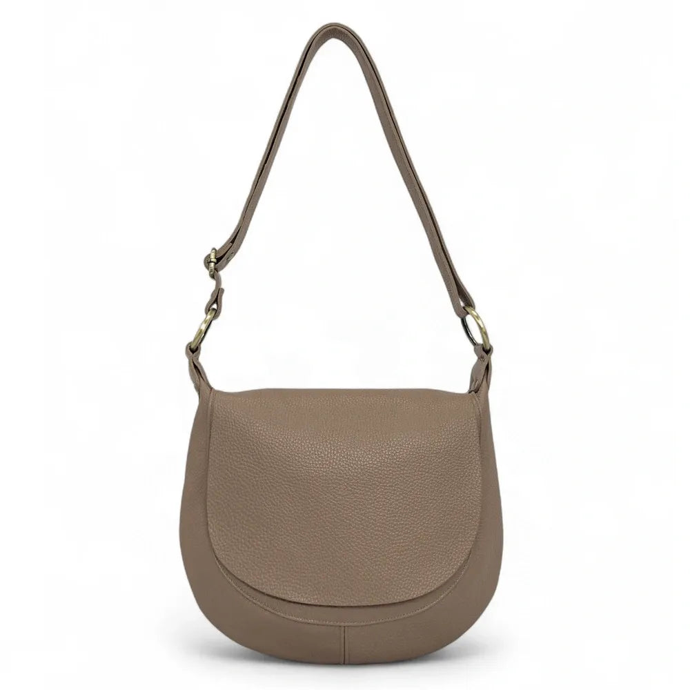 Sac bandoulière en cuir italien LITTLE CITIZEN Taupe foncé