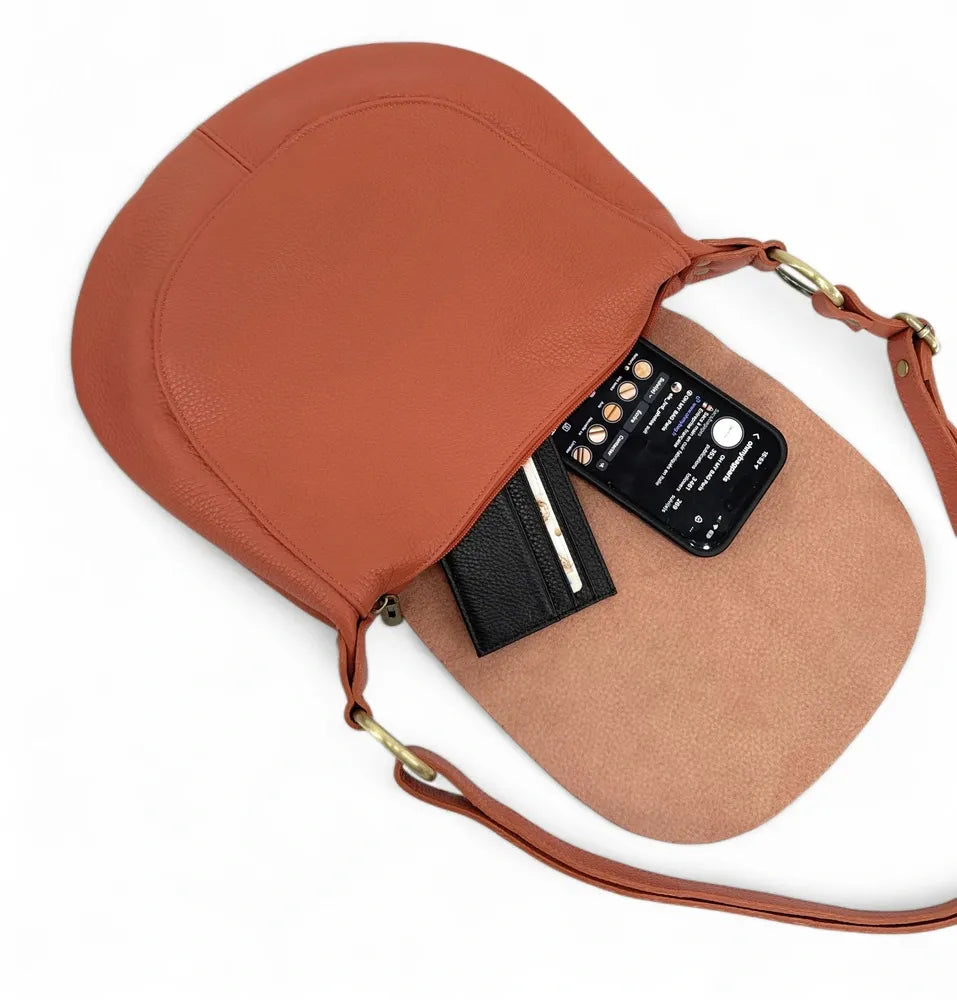 Sac bandoulière en cuir italien LITTLE CITIZEN Mandarine