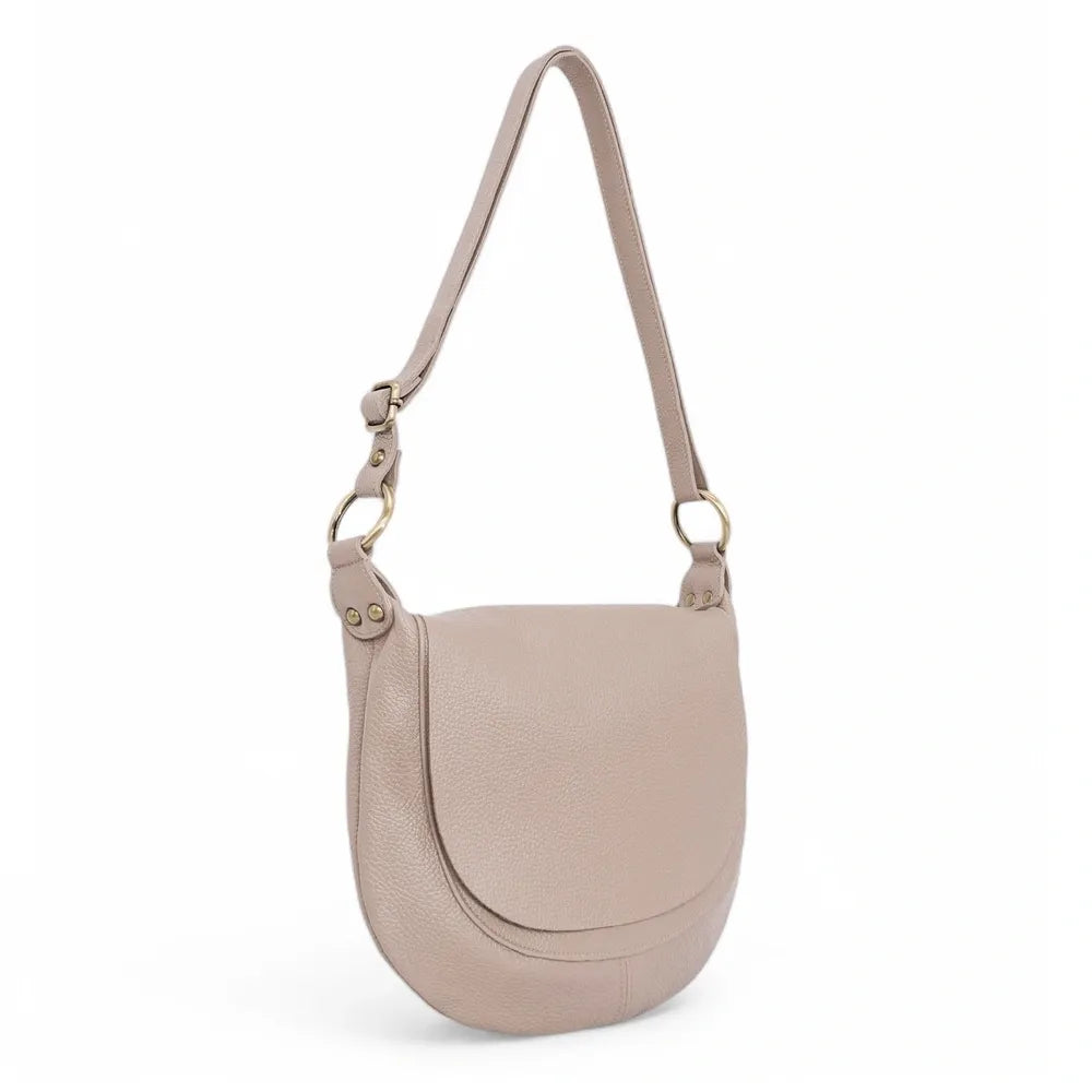 Sac bandoulière en cuir italien LITTLE CITIZEN Rose nude