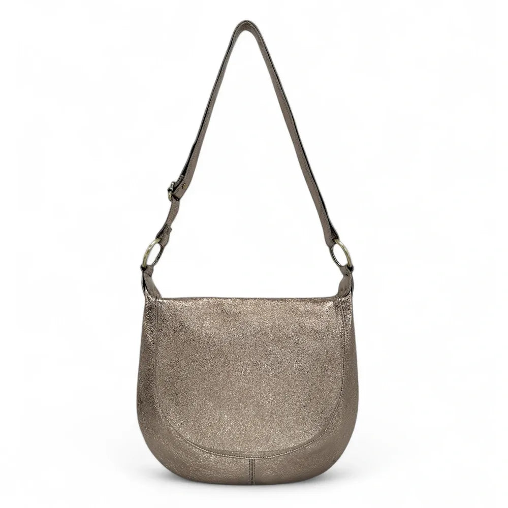Sac bandoulière en cuir italien LITTLE CITIZEN Champagne irisé