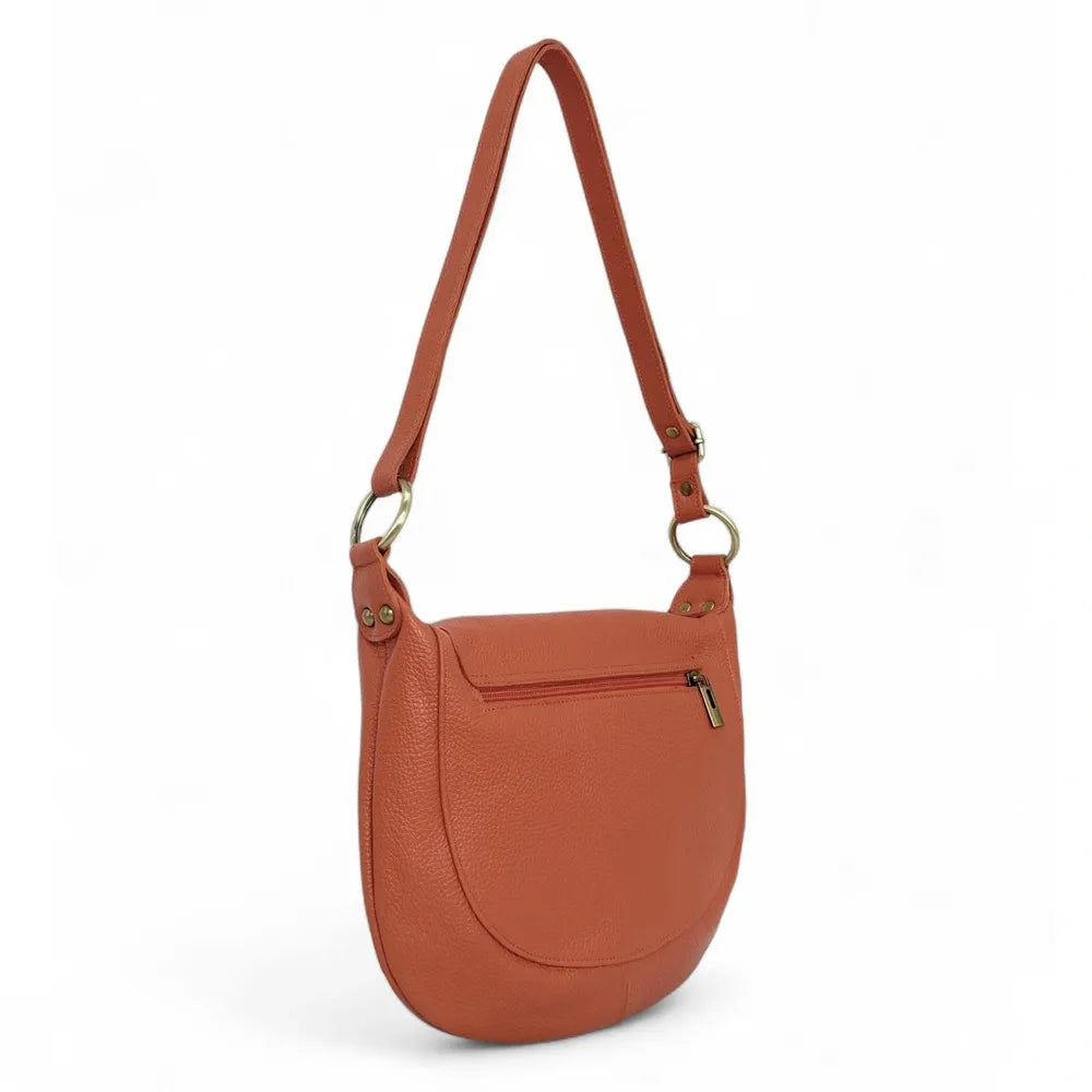 Sac bandoulière en cuir italien LITTLE CITIZEN Mandarine