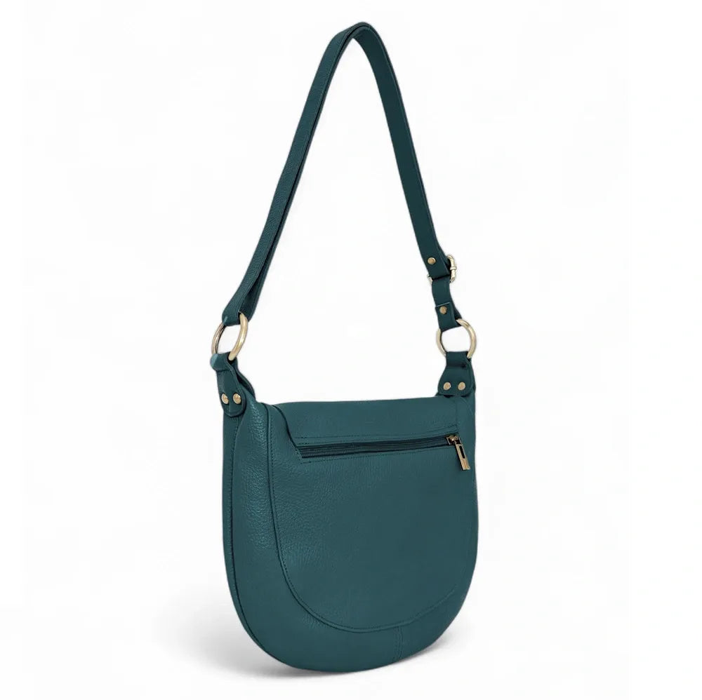 Sac bandoulière en cuir italien LITTLE CITIZEN Bleu vert canard