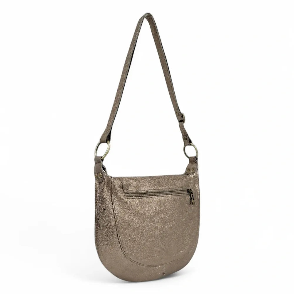 Sac bandoulière en cuir italien LITTLE CITIZEN Champagne irisé