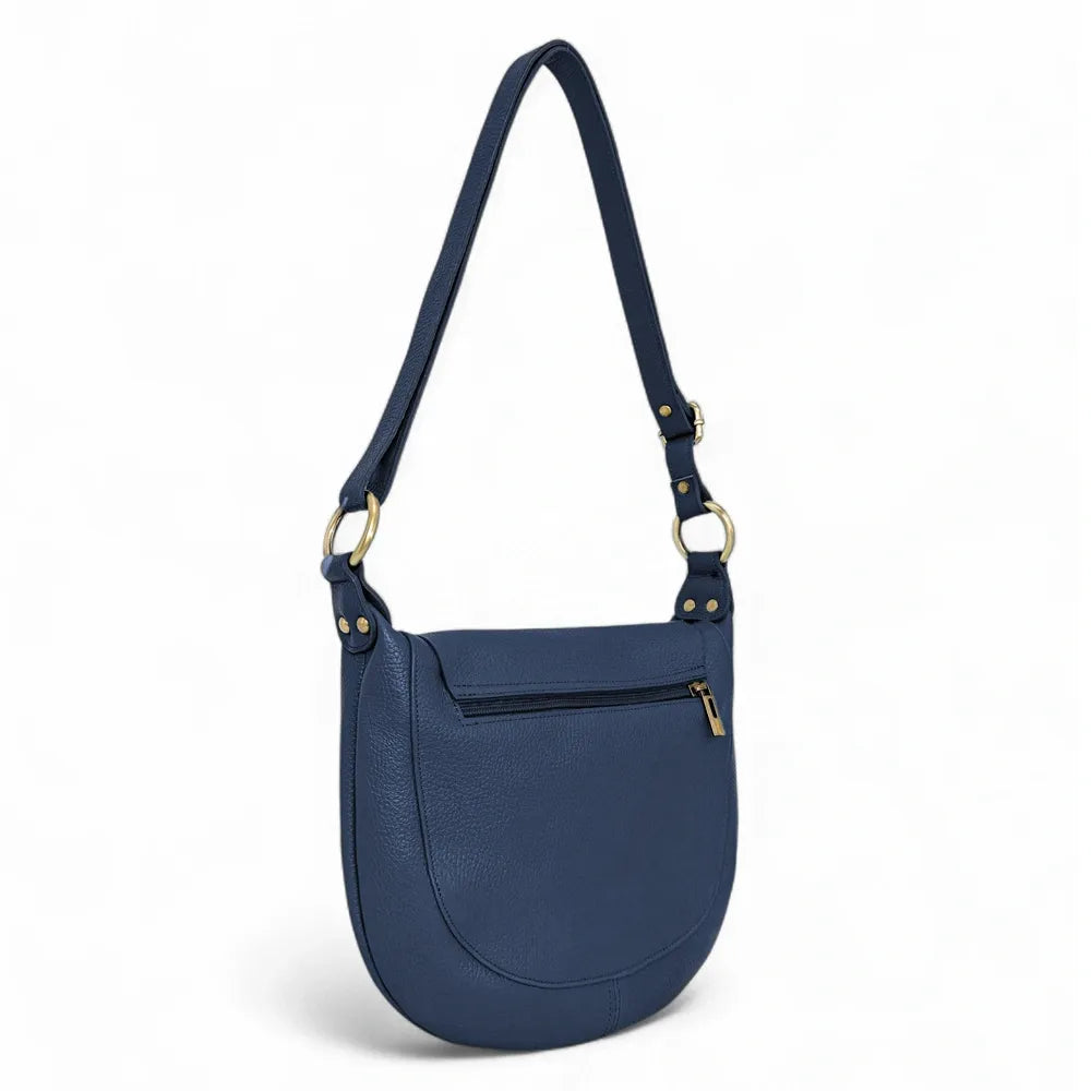 Sac bandoulière en cuir italien LITTLE CITIZEN Bleu marine