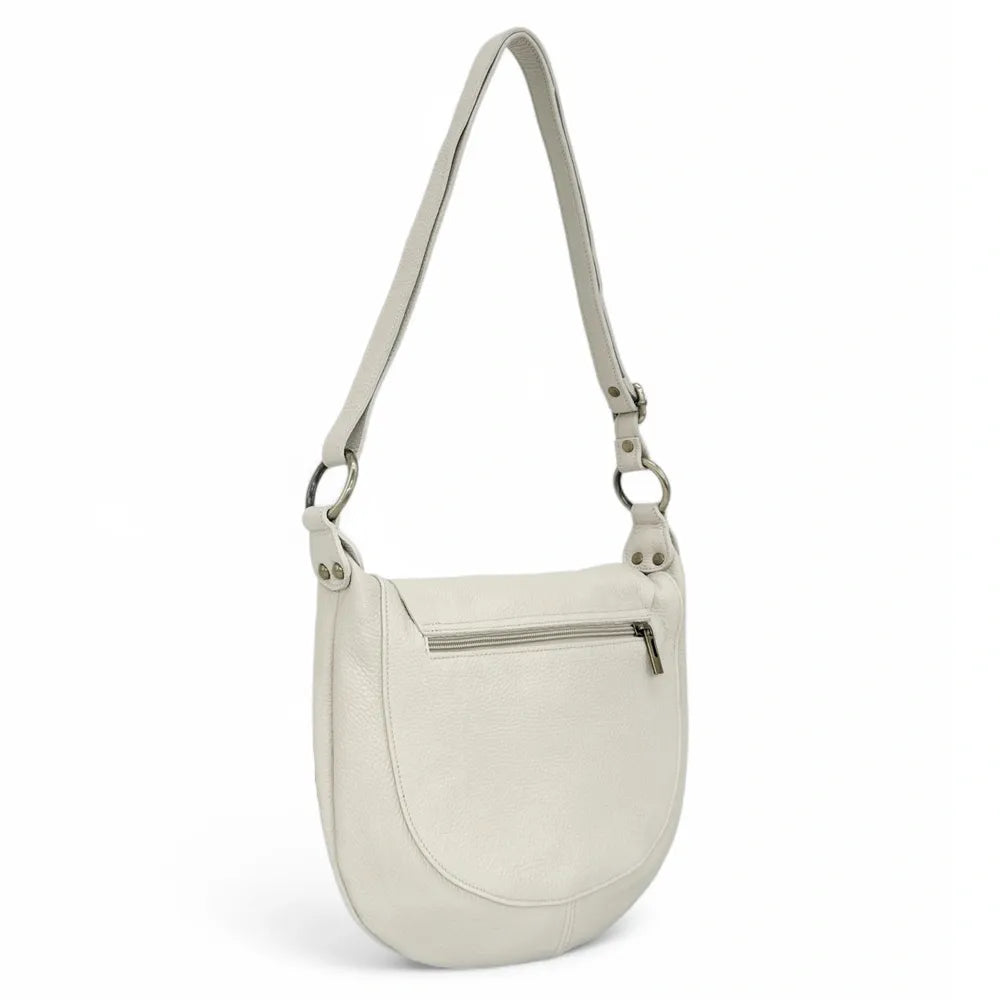 Sac bandoulière en cuir italien LITTLE CITIZEN Beige crème