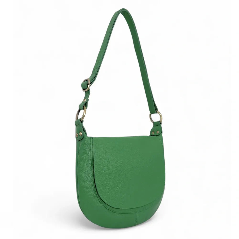 Sac bandoulière en cuir italien LITTLE CITIZEN Vert anglais