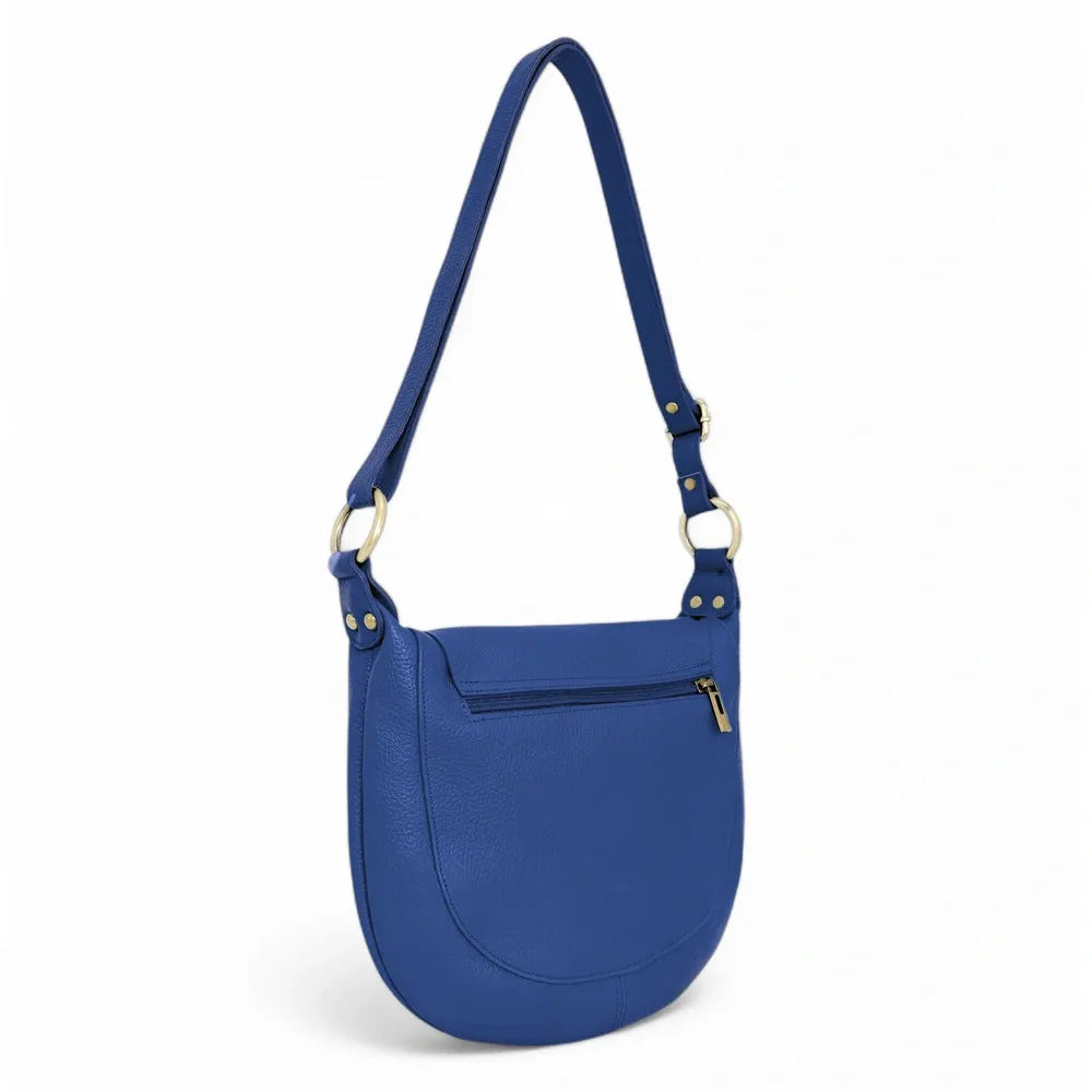 Sac bandoulière en cuir italien LITTLE CITIZEN Bleu roi