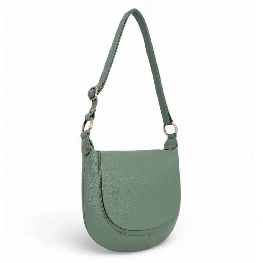 Sac bandoulière en cuir italien LITTLE CITIZEN Vert pastel