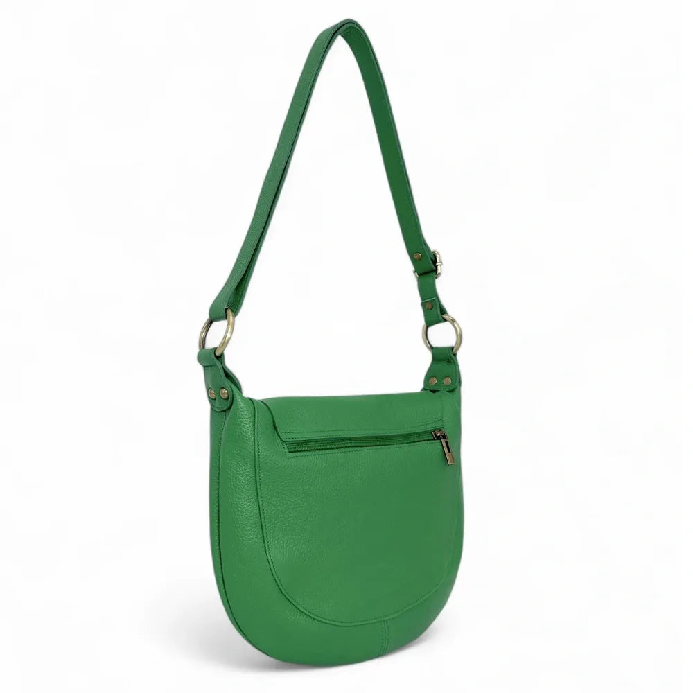 Sac bandoulière en cuir italien LITTLE CITIZEN Vert anglais