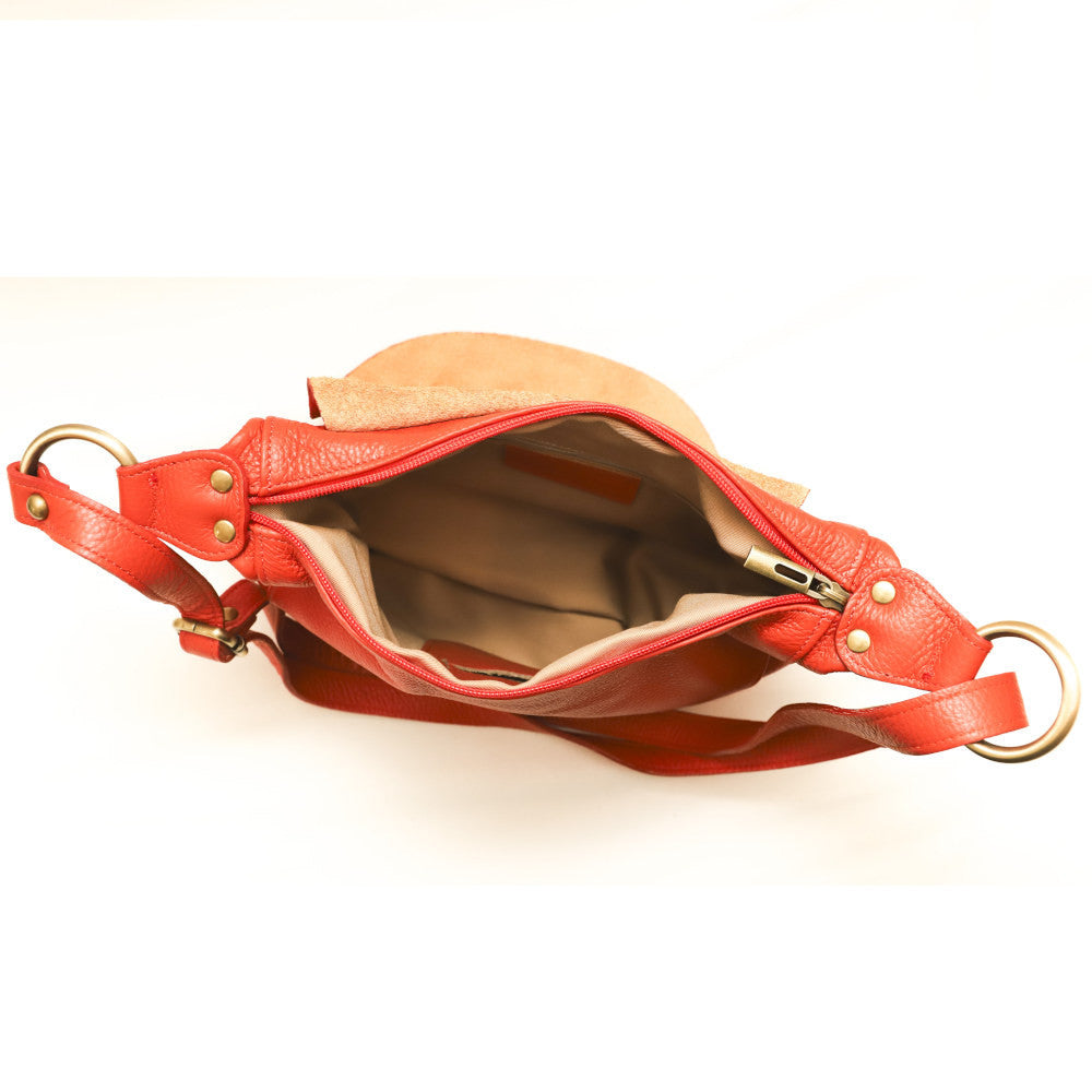 Sac bandoulière en cuir italien LITTLE CITIZEN Orange