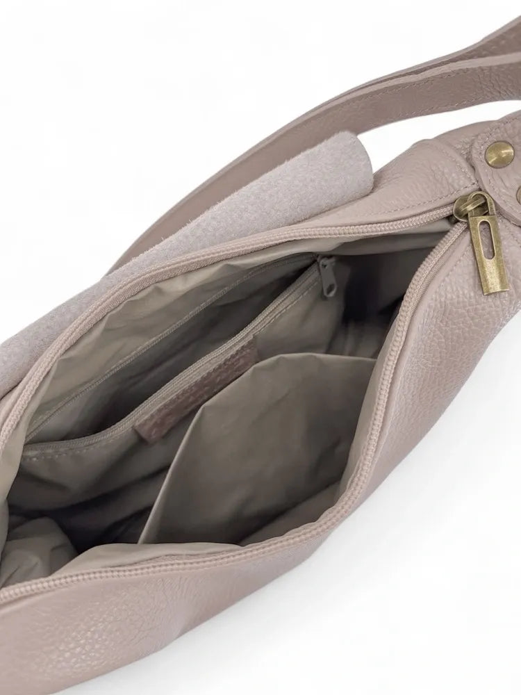 Sac bandoulière en cuir italien LITTLE CITIZEN Rose nude