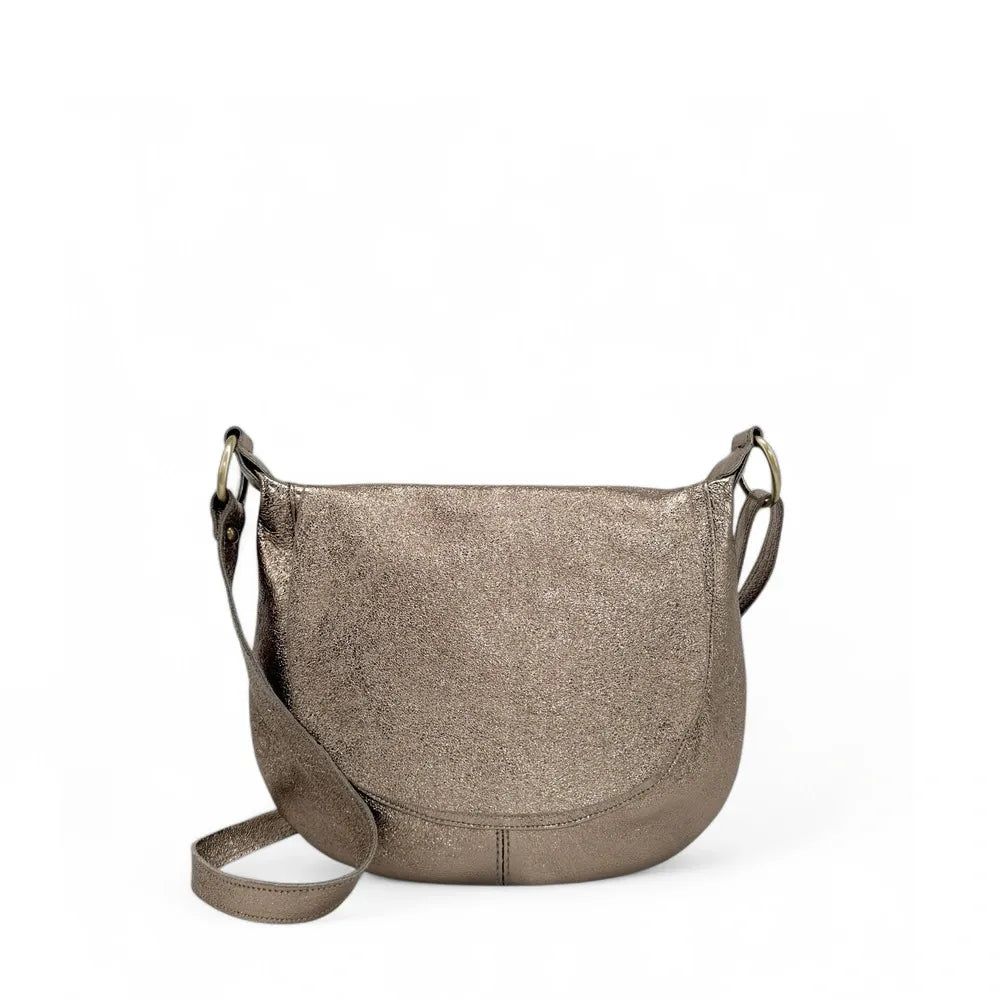 Sac bandoulière en cuir italien LITTLE CITIZEN Champagne irisé