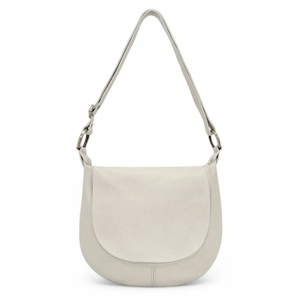 Sac bandoulière en cuir italien LITTLE CITIZEN Beige crème
