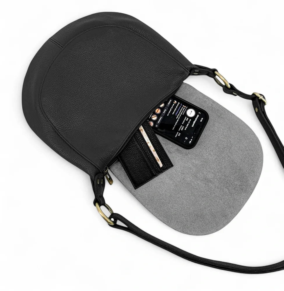 Sac bandoulière en cuir italien LITTLE CITIZEN Noir