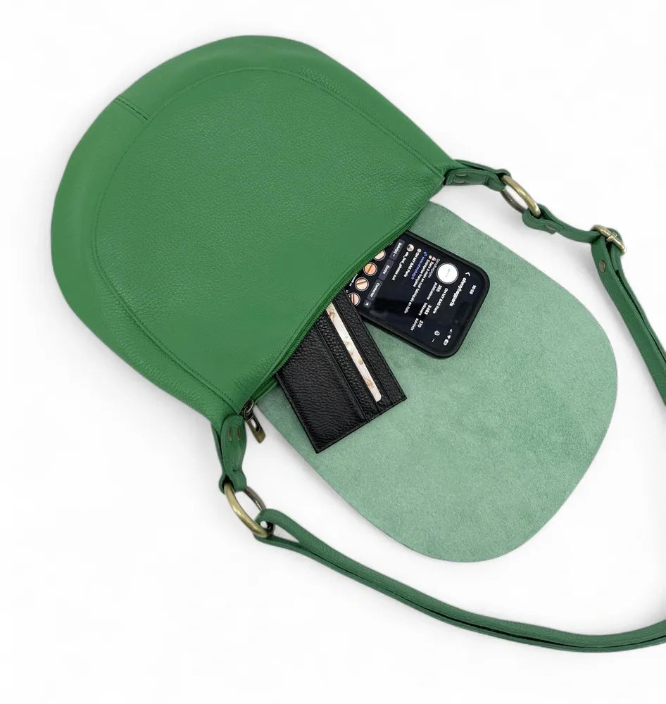 Sac bandoulière en cuir italien LITTLE CITIZEN Vert anglais