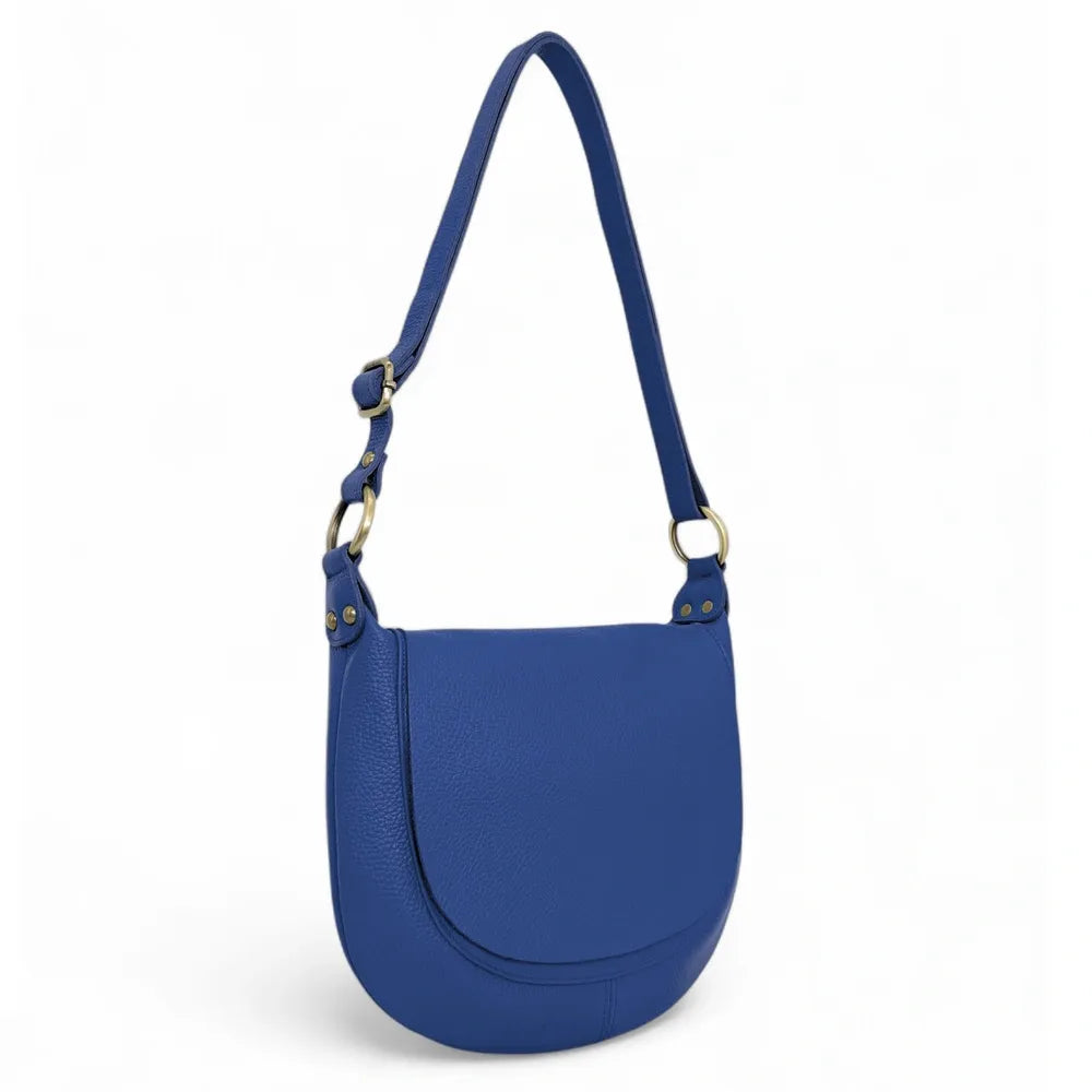 Sac bandoulière en cuir italien LITTLE CITIZEN Bleu roi