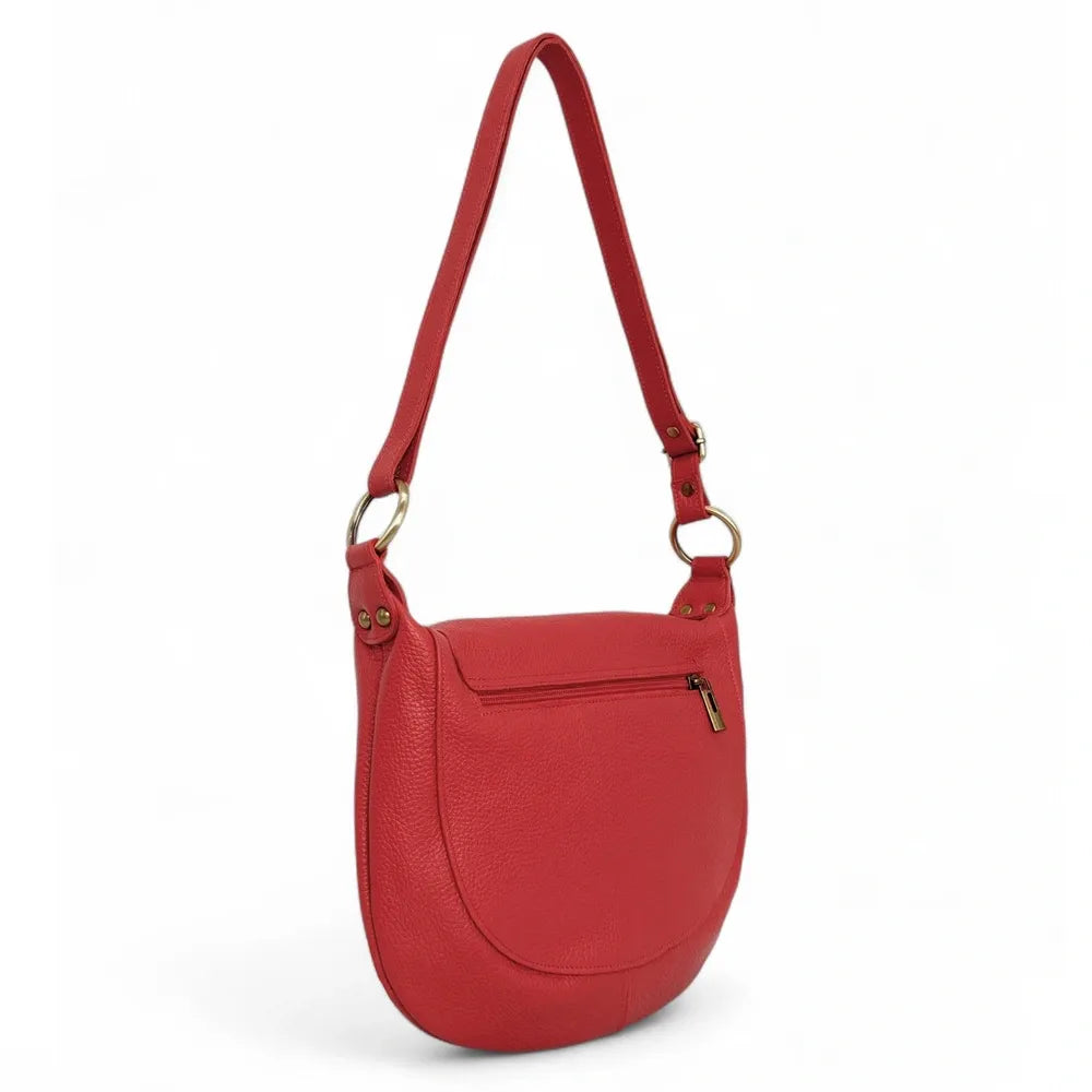 Sac bandoulière en cuir italien LITTLE CITIZEN Rouge garance