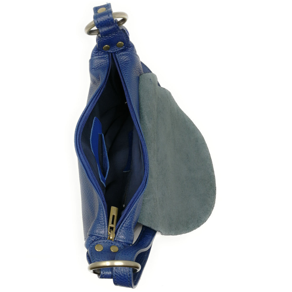 Sac bandoulière en cuir italien LITTLE CITIZEN Bleu
