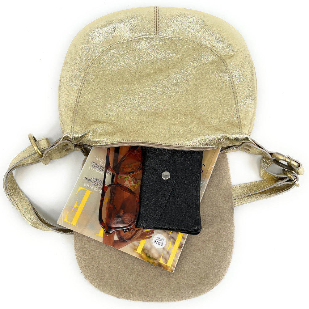 Sac bandoulière en cuir italien LITTLE CITIZEN Or pâle