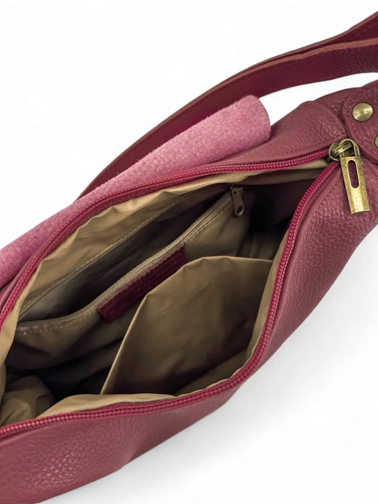 Sac bandoulière en cuir italien LITTLE CITIZEN Rouge foncé