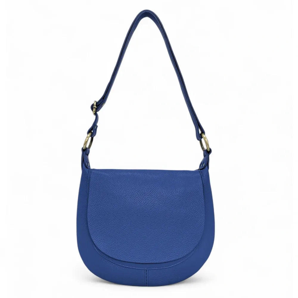 Sac bandoulière en cuir italien LITTLE CITIZEN Bleu roi