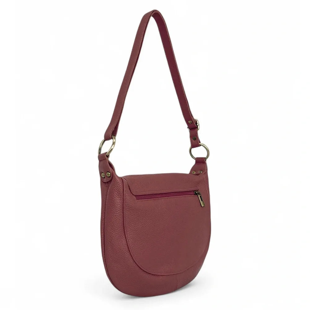 Sac bandoulière en cuir italien LITTLE CITIZEN Rouge foncé