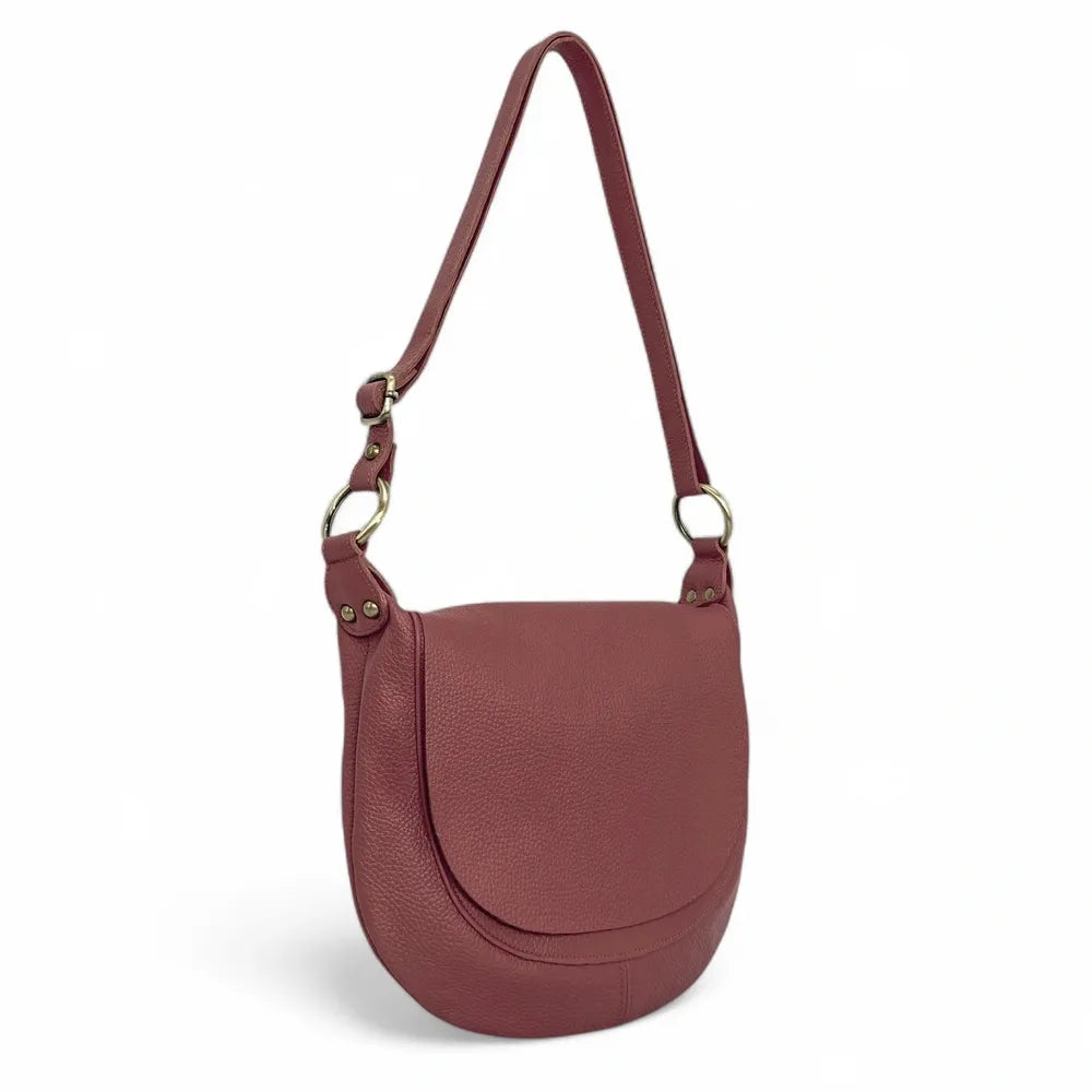 Sac bandoulière en cuir italien LITTLE CITIZEN Rouge foncé