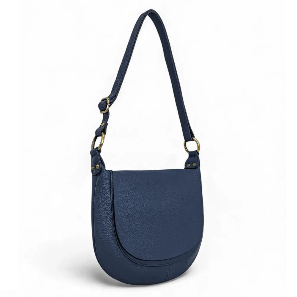Sac bandoulière en cuir italien LITTLE CITIZEN Bleu marine