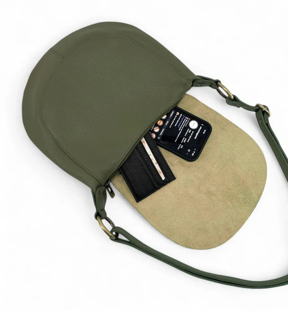 Sac bandoulière en cuir italien LITTLE CITIZEN Kaki