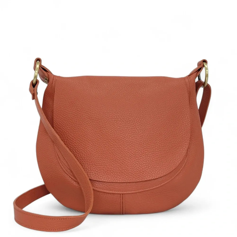 Sac bandoulière en cuir italien LITTLE CITIZEN Mandarine