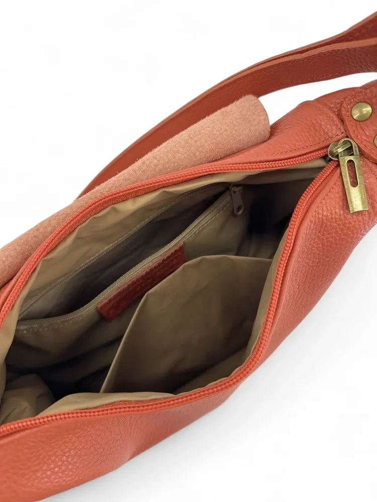 Sac bandoulière en cuir italien LITTLE CITIZEN Mandarine