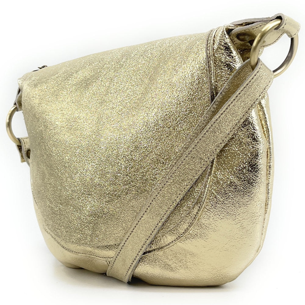 Sac bandoulière en cuir italien LITTLE CITIZEN Or pâle