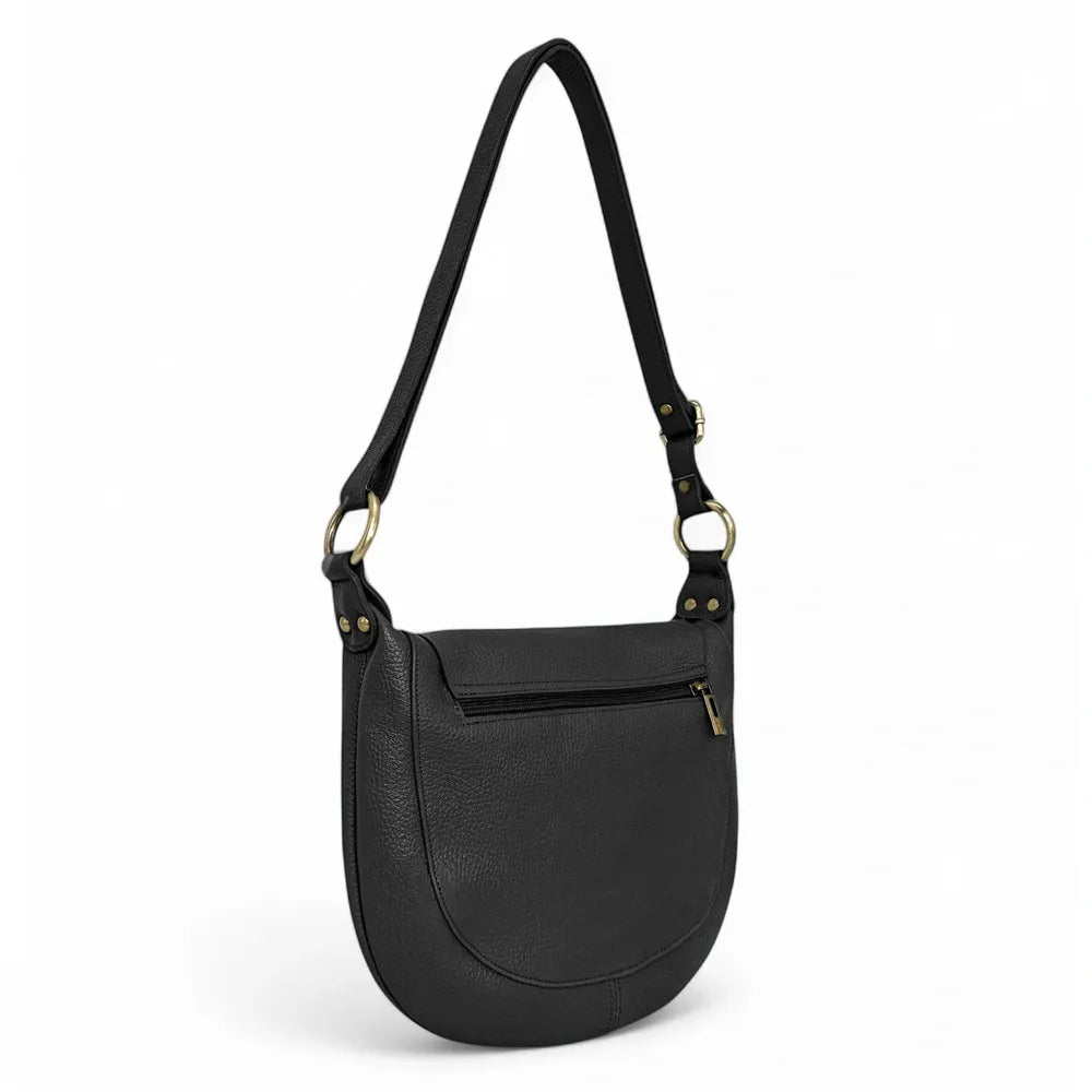 Sac bandoulière en cuir italien LITTLE CITIZEN Noir