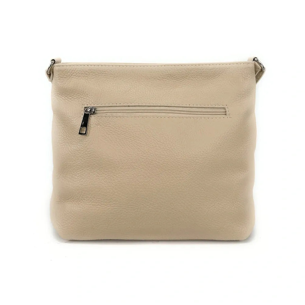 Sac bandoulière en cuir grainé LONDON Taupe clair