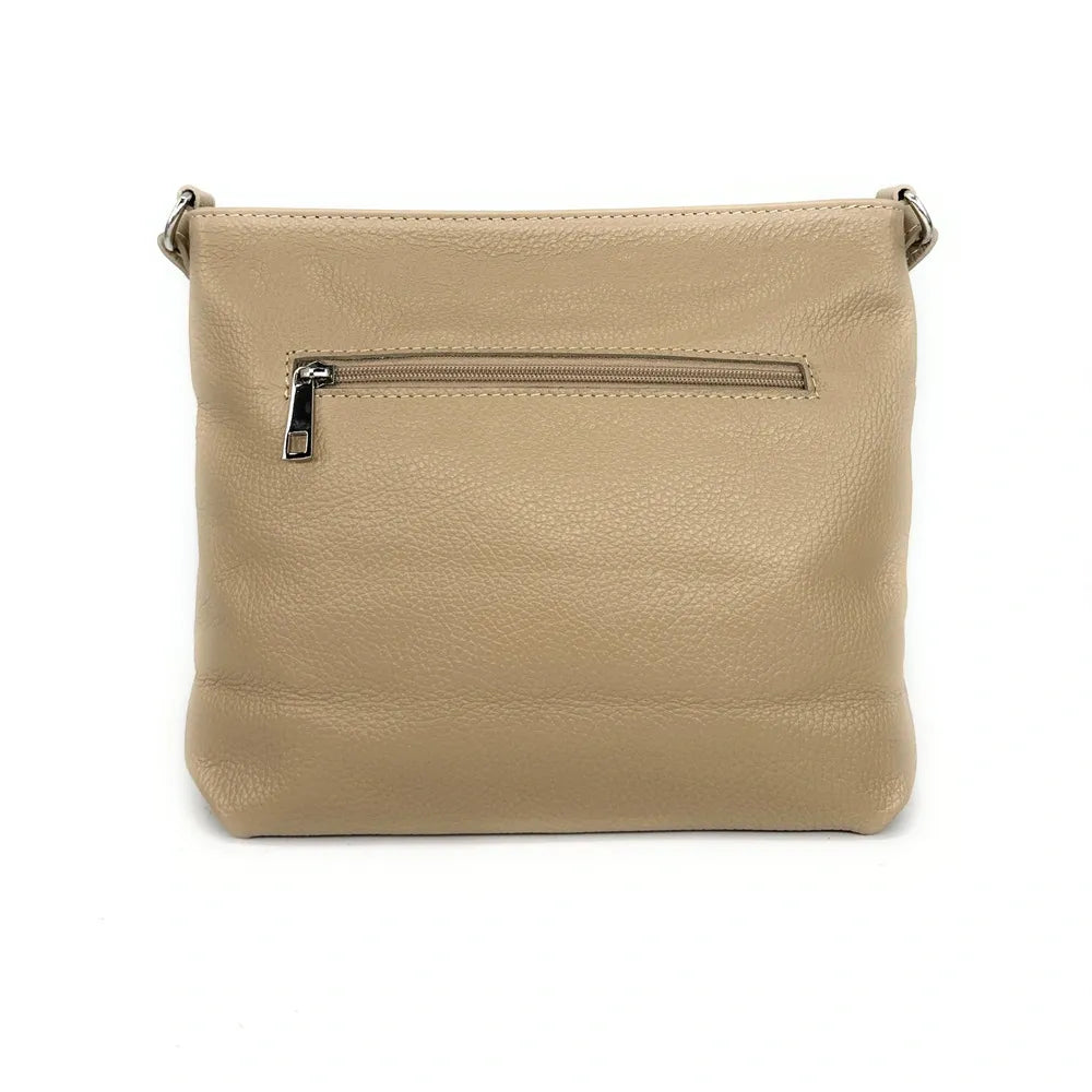 Sac bandoulière en cuir grainé LONDON Taupe