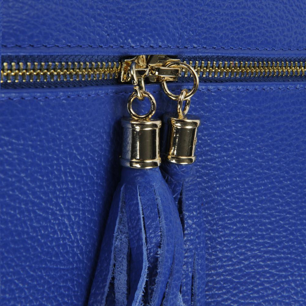 Sac bandoulière en cuir grainé LONDON Bleu roi