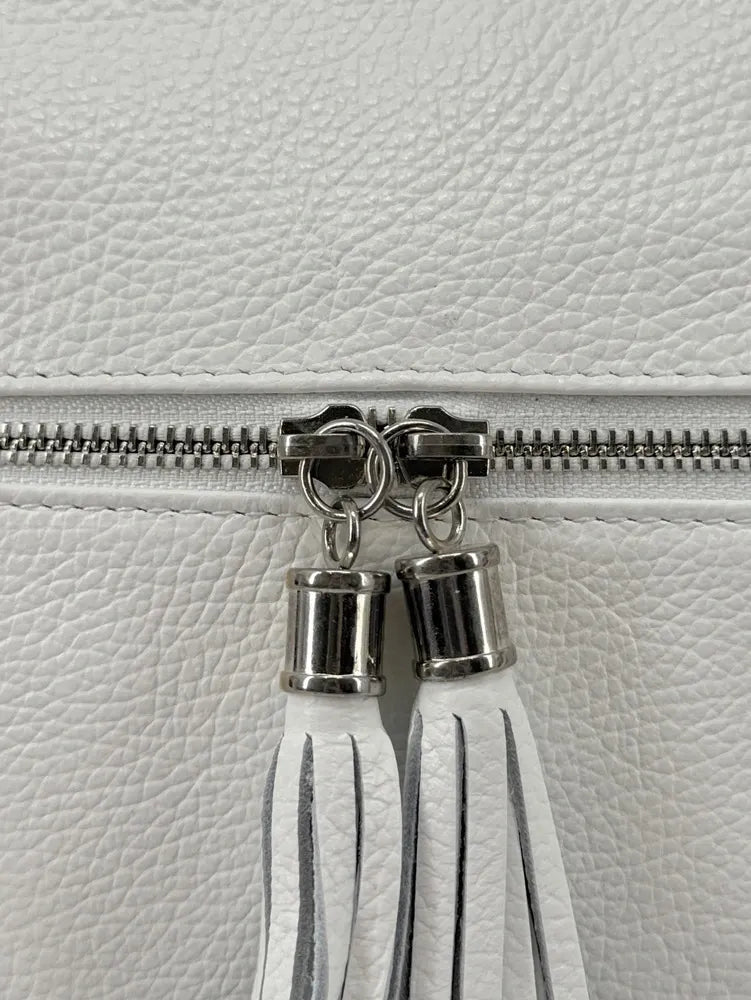 Sac bandoulière en cuir grainé LONDON Blanc