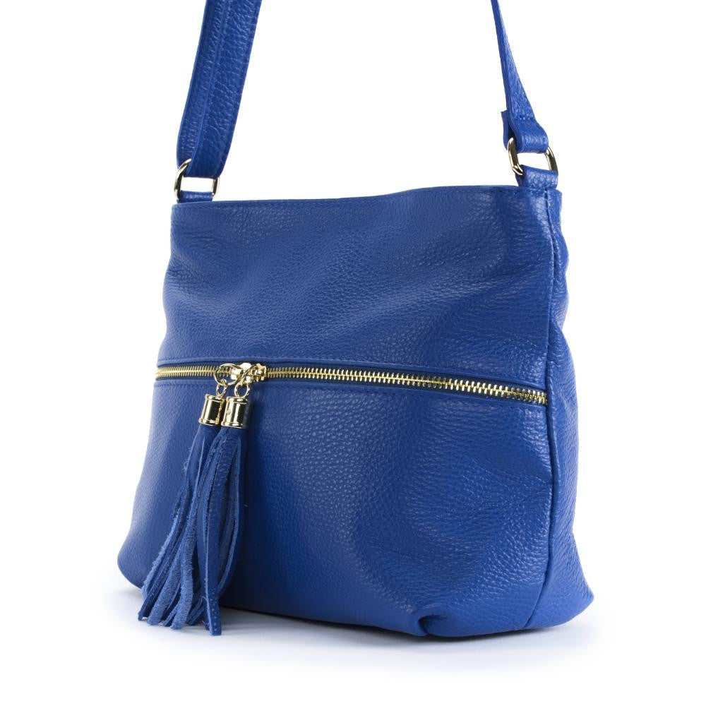 Sac bandoulière en cuir grainé LONDON Bleu roi
