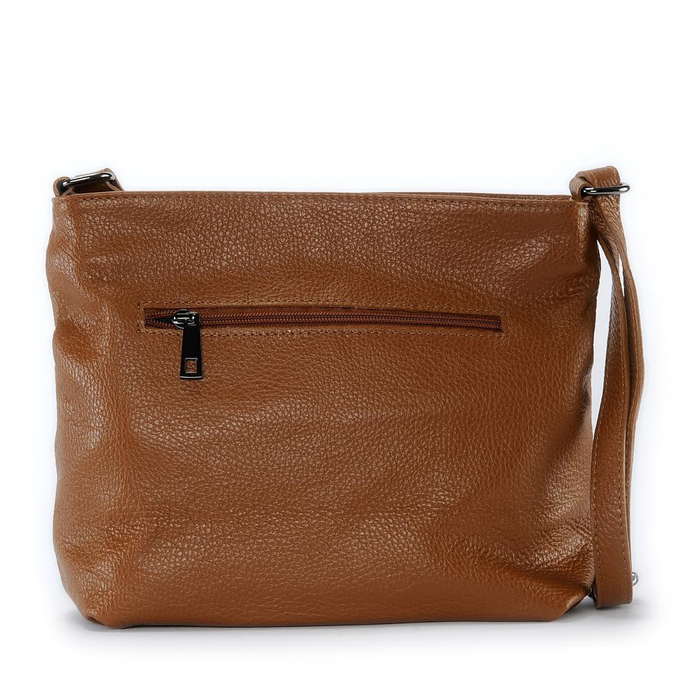 Sac bandoulière en cuir grainé LONDON Cognac foncé