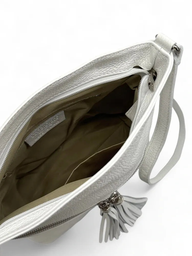Sac bandoulière en cuir grainé LONDON Blanc