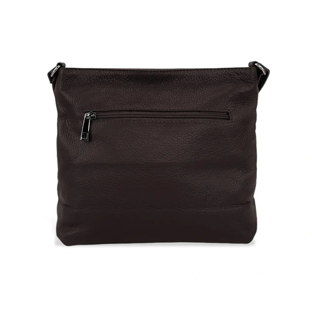 Sac bandoulière en cuir grainé LONDON Chocolat