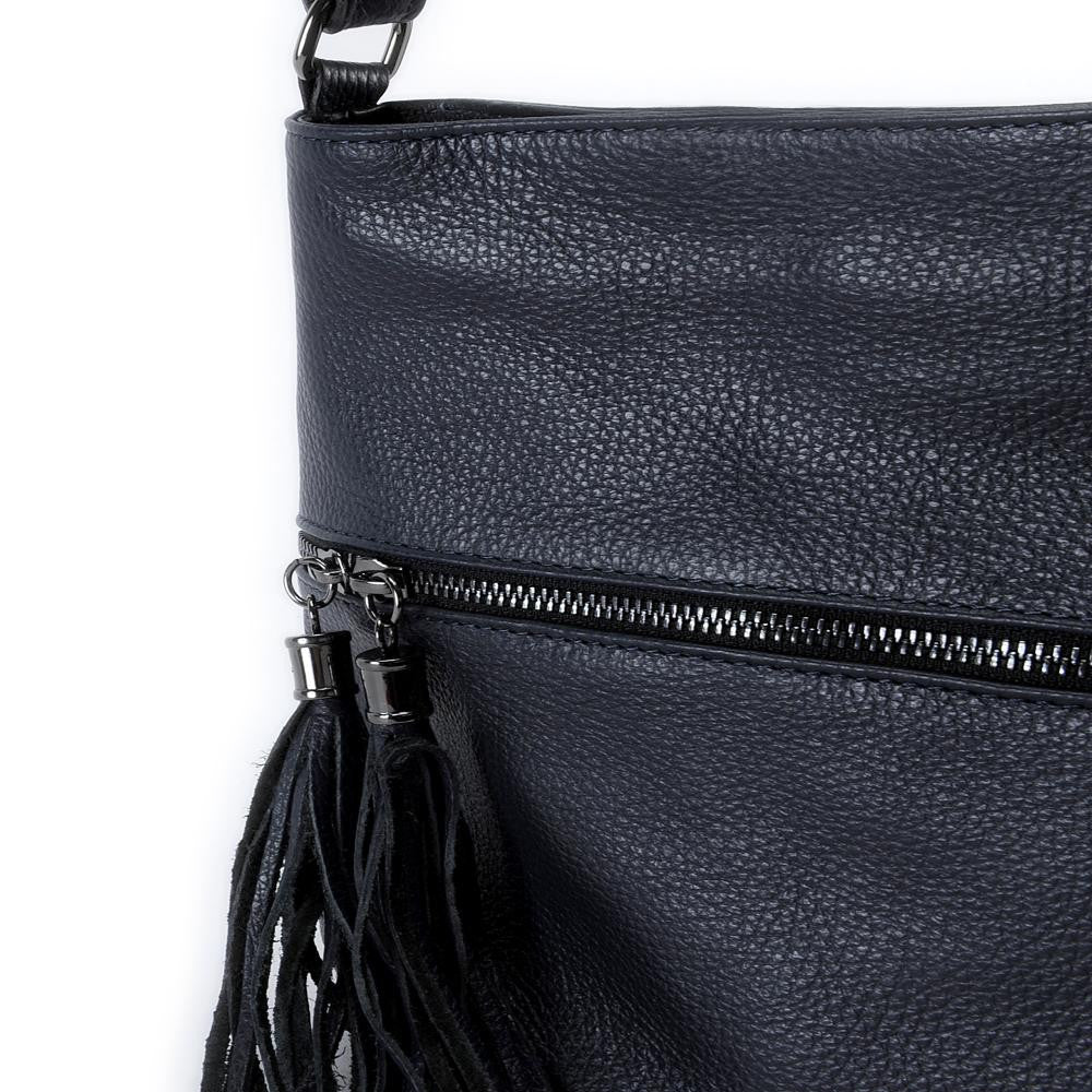 Sac bandoulière en cuir grainé LONDON Bleu marine