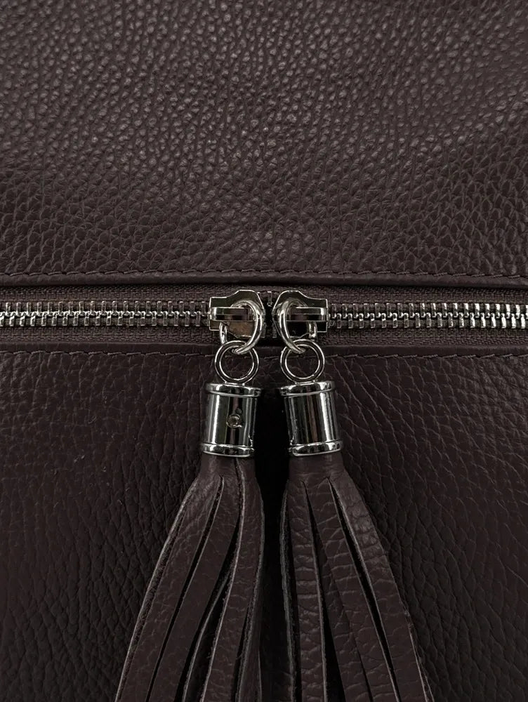 Sac bandoulière en cuir grainé LONDON Chocolat