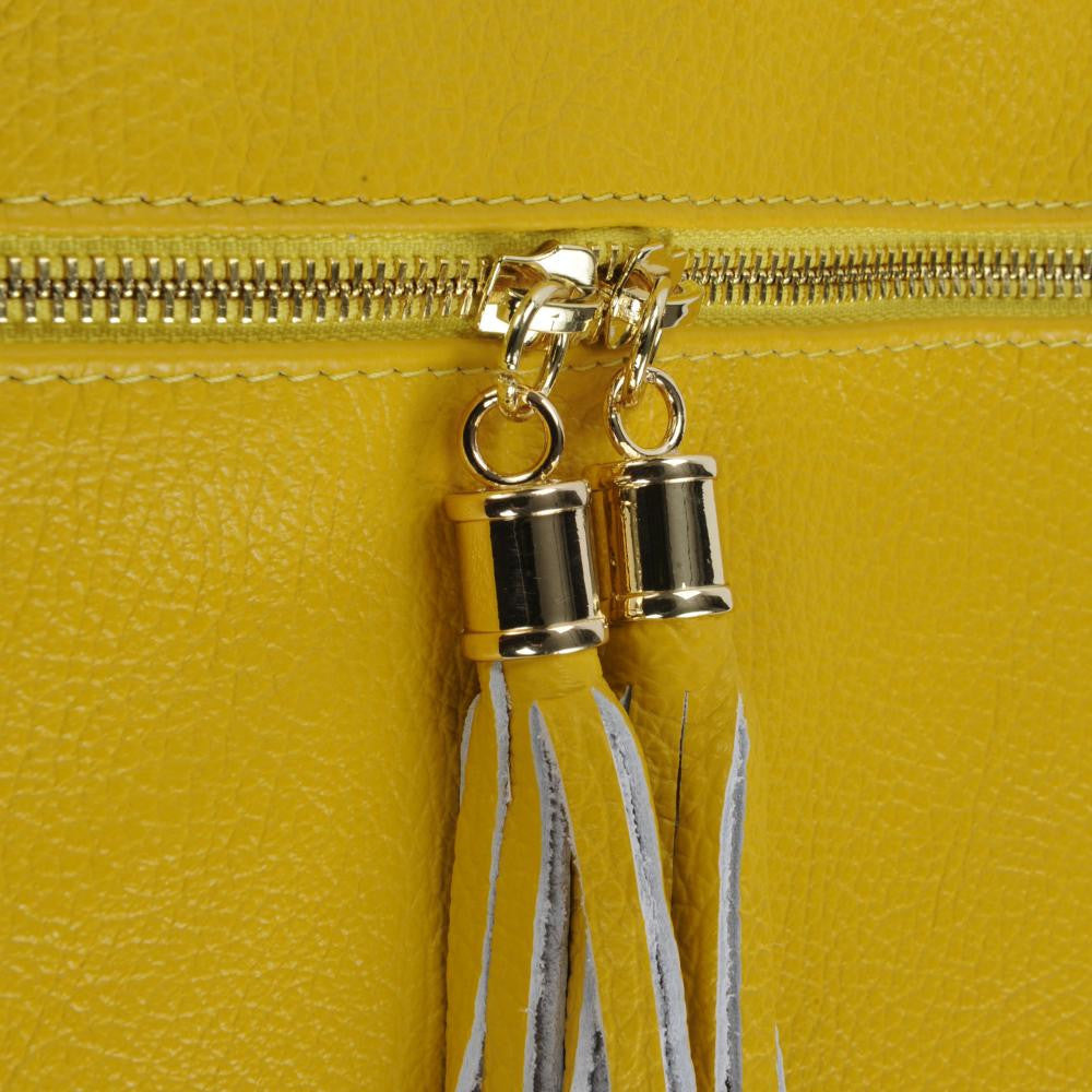 Sac bandoulière en cuir grainé LONDON Jaune tournesol