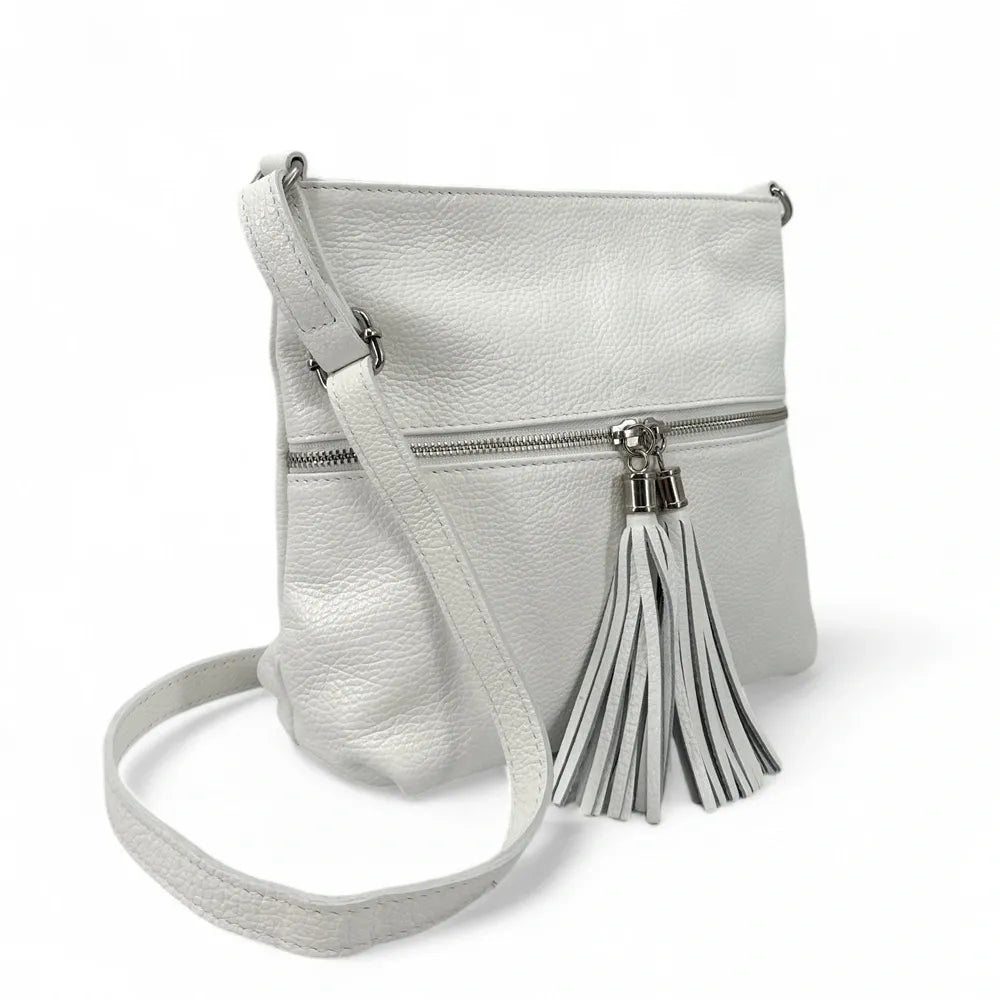 Sac bandoulière en cuir grainé LONDON Blanc