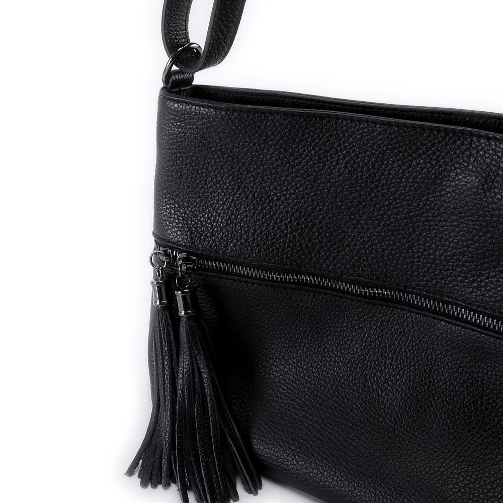 Sac bandoulière en cuir grainé LONDON Noir