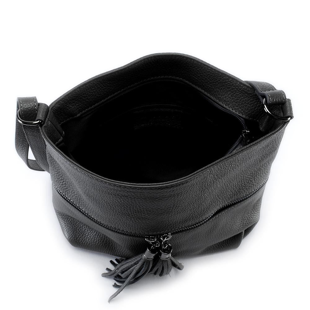 Sac bandoulière en cuir grainé LONDON Noir