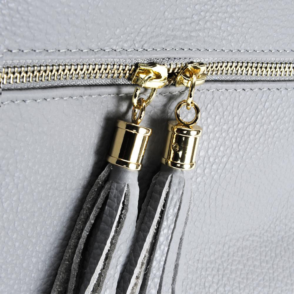 Sac bandoulière en cuir grainé LONDON Gris clair